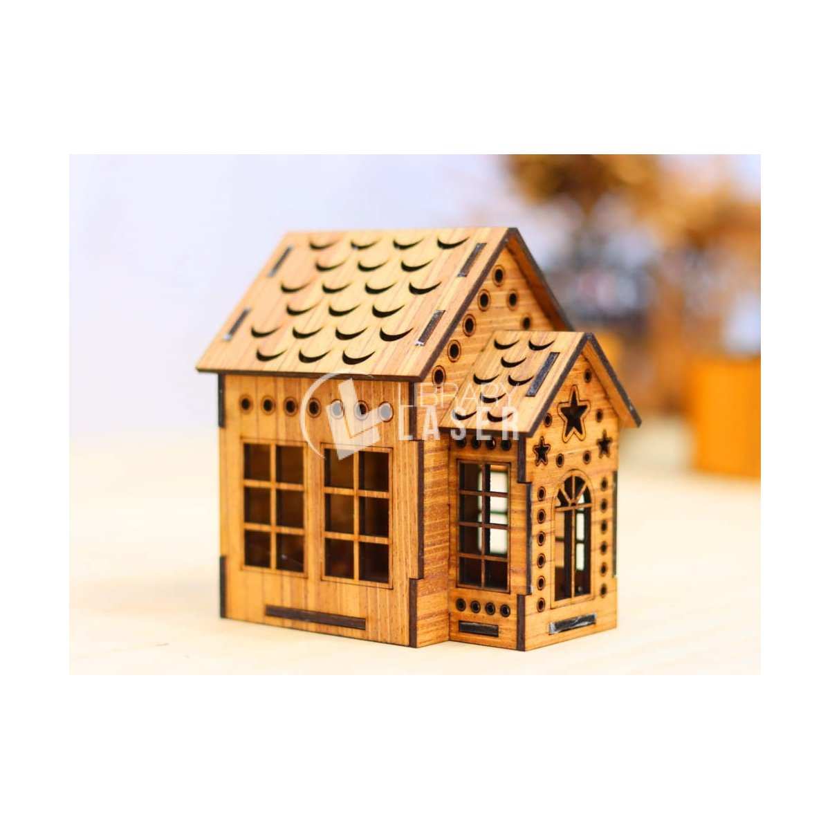 Maqueta de casa pequeña de madera archivo láser