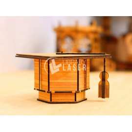 Graduation cap shaped box laser cut design