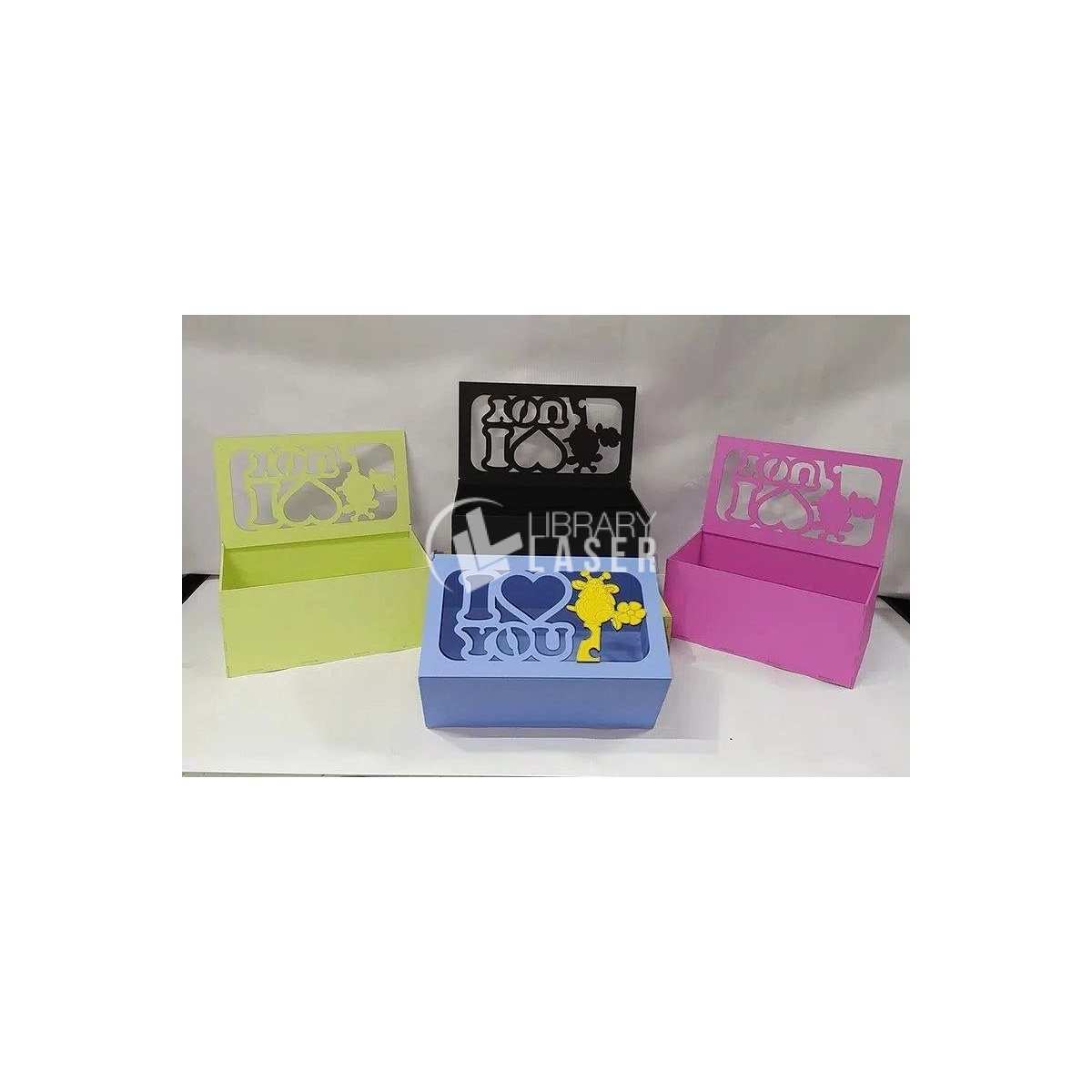 Cute gift box with lid laser cut dxf file
