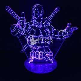 Lámpara de mesa 3D ilusión óptica Deadpool archivo corte láser
