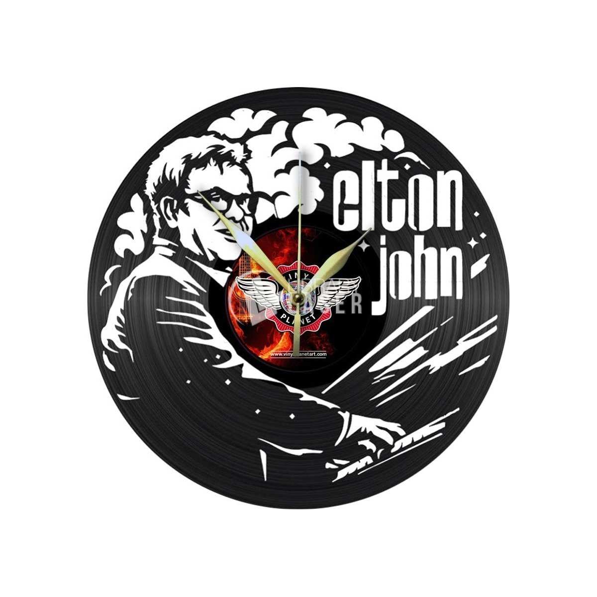 Plantilla reloj disco de vinilo Elton John vector corte láser