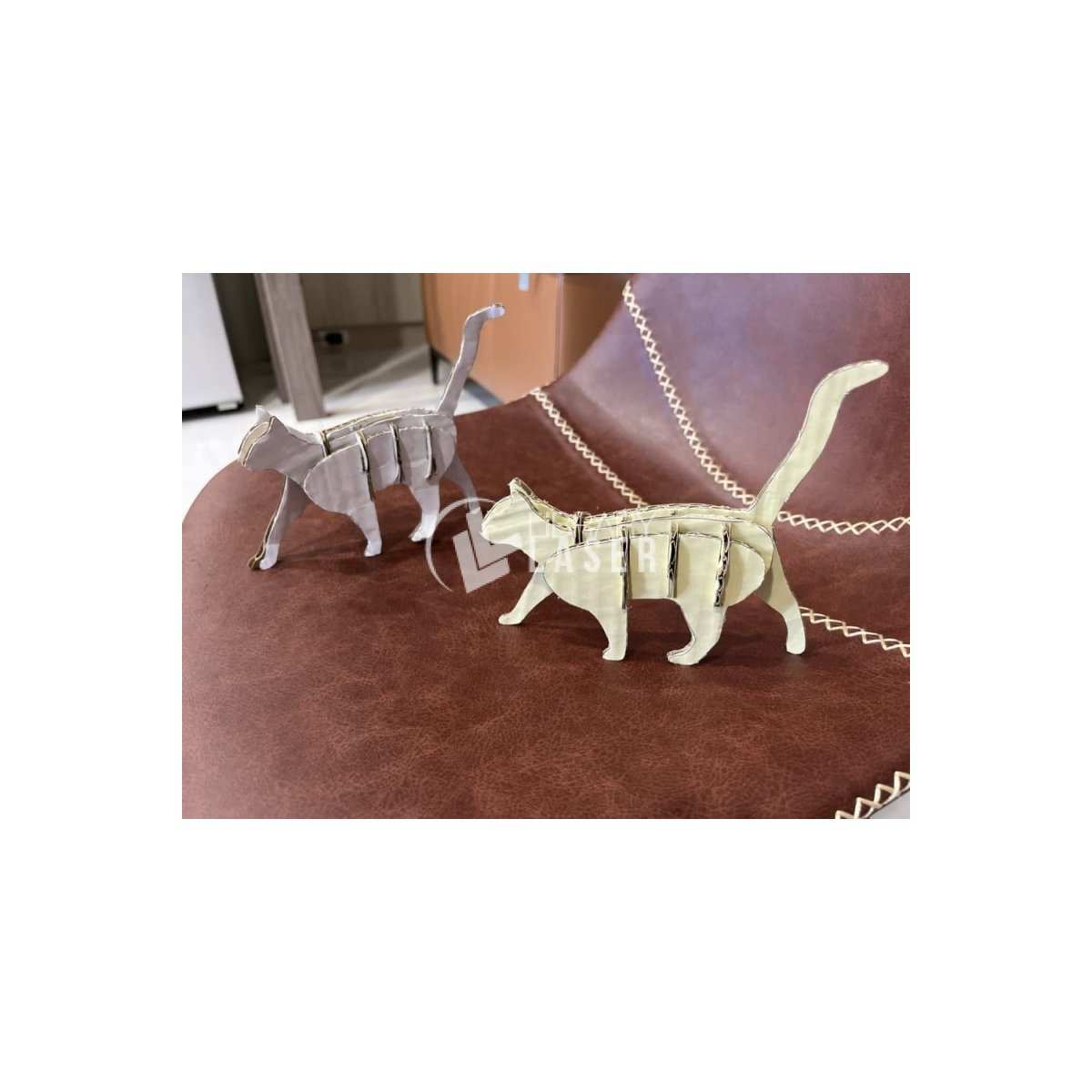 3D Cat Cardboard Model - Laser Cut Animal Sculpture File