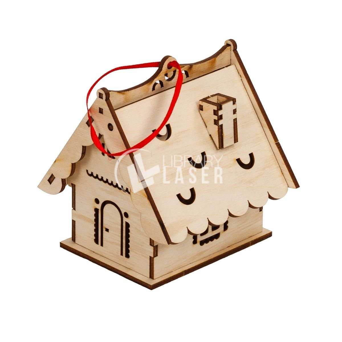 Casa de madera navideña maqueta vector corte láser