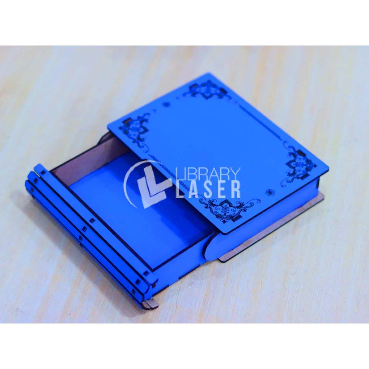 Decorative Book Box with Drawer - Laser Cut Wood Jewelry Box