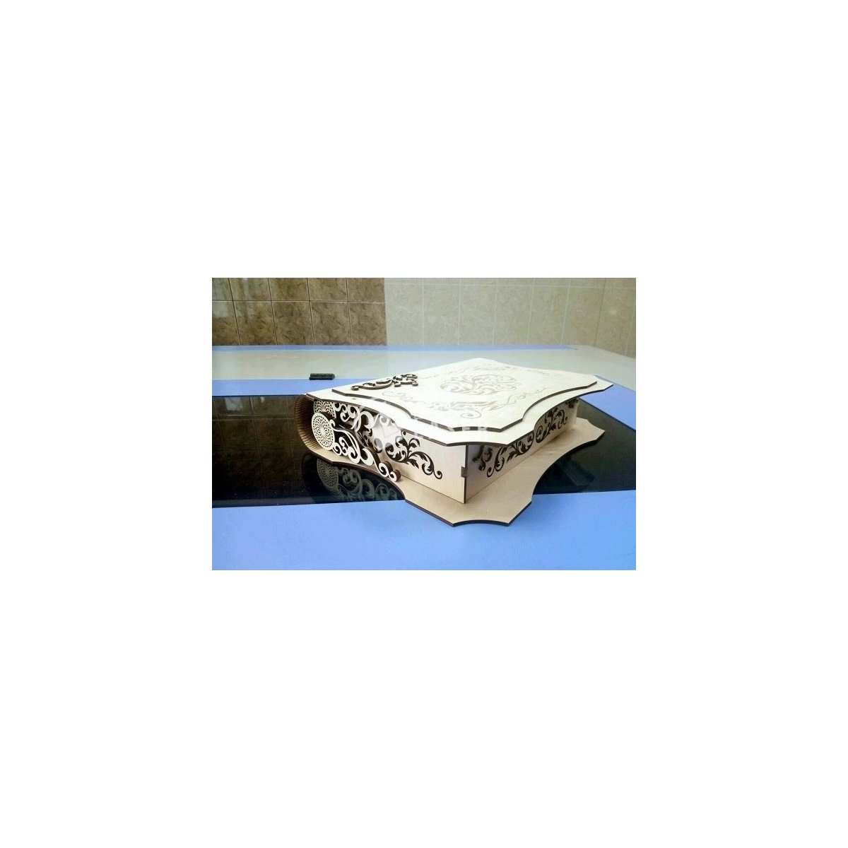 Caja libro plegable decorativa bisagra viva archivo corte láser