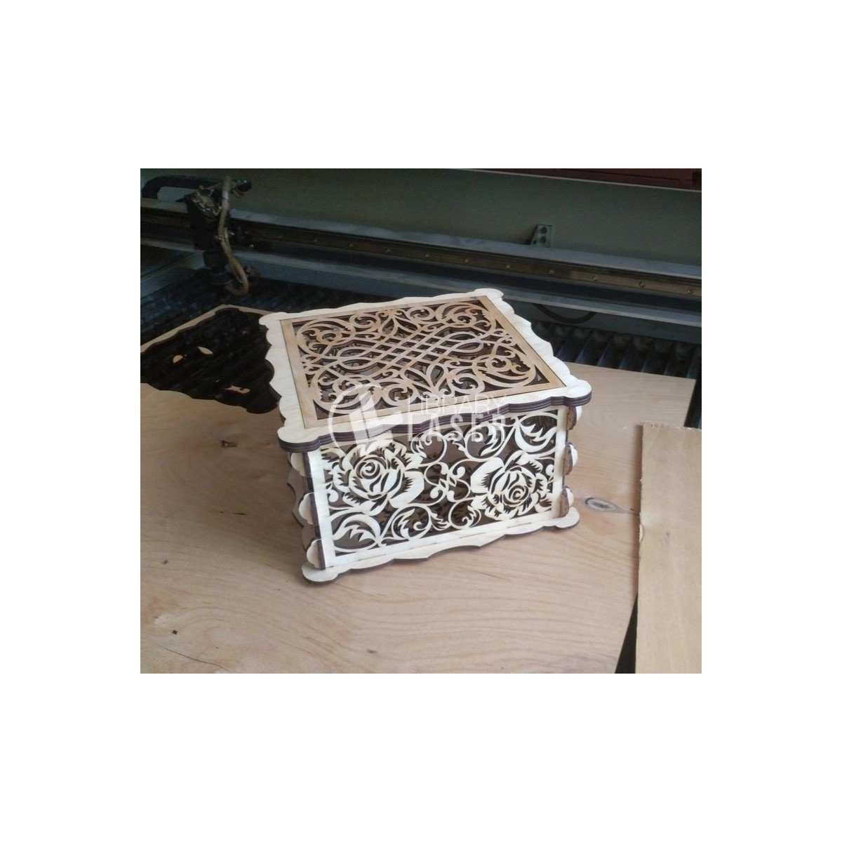 Caja de madera decorativa plantilla archivo corte láser