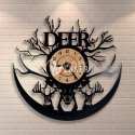 Reloj disco de vinilo ciervo animales plantilla corte láser