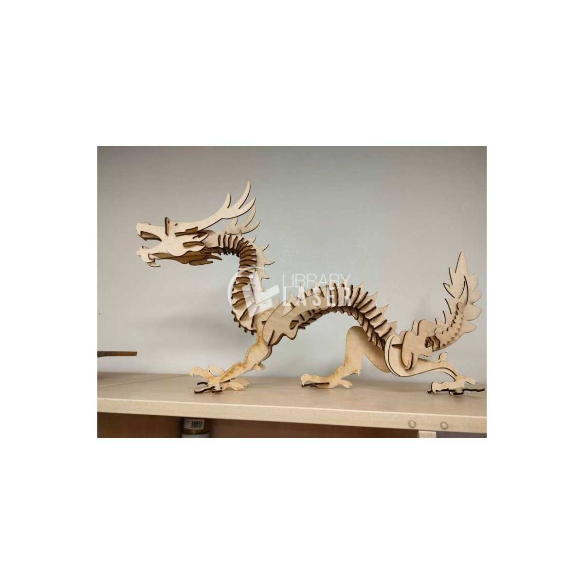 Rompecabezas 3D dragón maqueta madera archivo corte láser