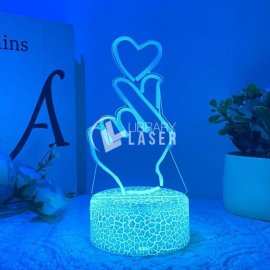 Finger Heart 3D LED Lamp - Acrylic Love Sign Laser Cut Vector