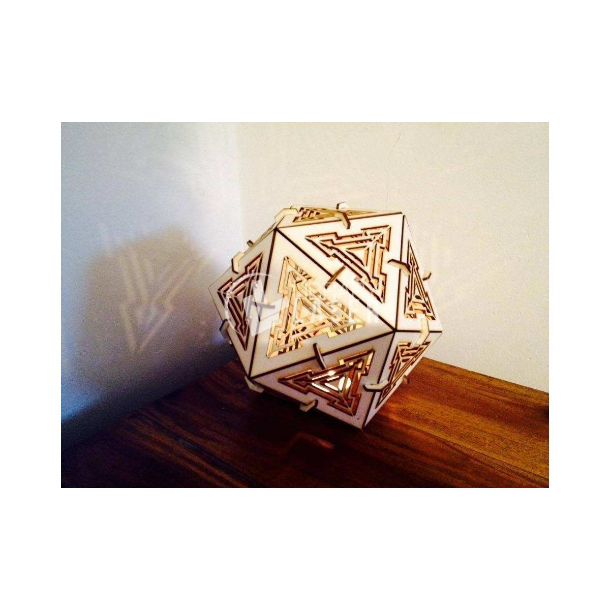 Icosahedron Lamp 3mm - Geometric Plywood Laser Cut Design