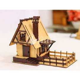 Casa de muñecas de madera miniatura juguete vector corte láser