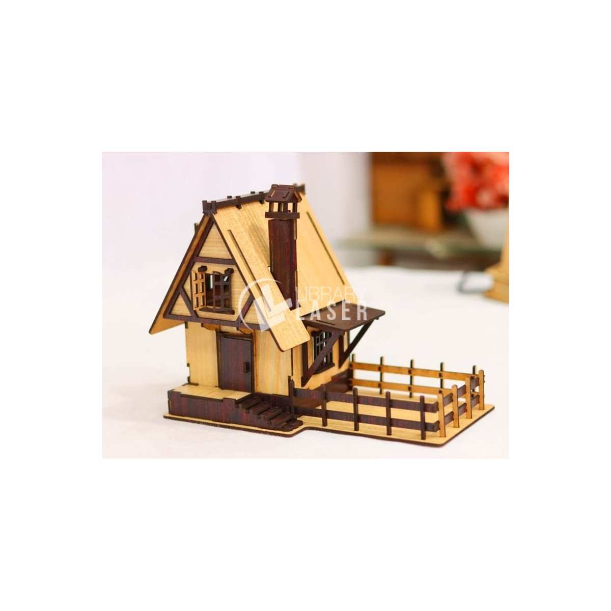 Casa de muñecas de madera miniatura juguete vector corte láser