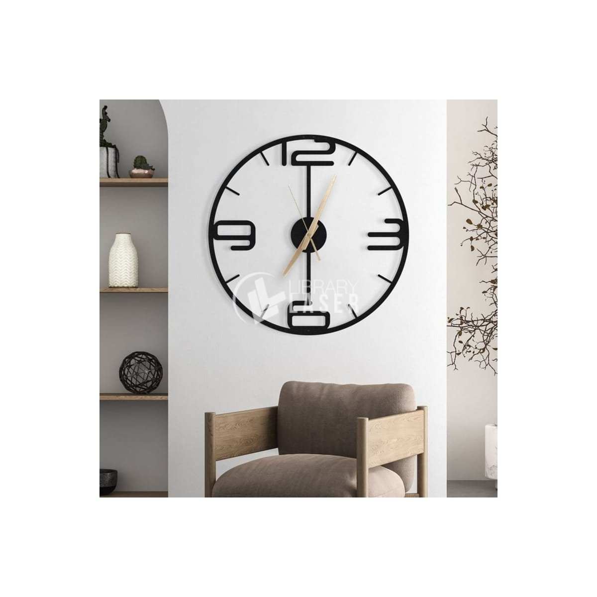 Minimalist Wall Clock - Modern Home Decor Laser Cut Vector