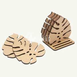 Monstera Leaf Coasters - DIY Paintable Wood Laser Cut SVG