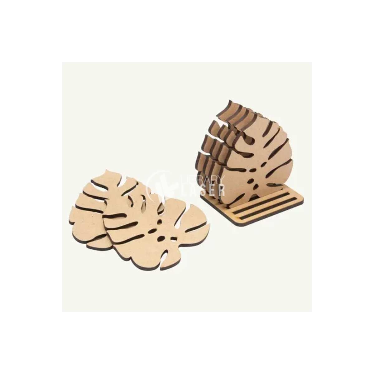 Monstera Leaf Coasters - DIY Paintable Wood Laser Cut SVG