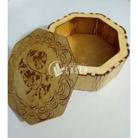 Octagonal Wood Box - Geometric Gift Box Laser Cut Vector