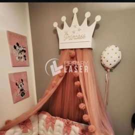 Corona cama princesa dosel decoración niña vector corte láser