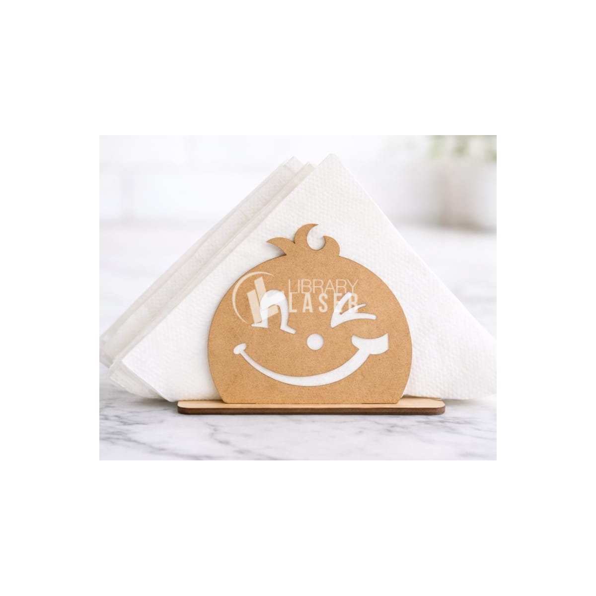 Happy Face Napkin Holder - Cute Kitchen Laser Cut Design