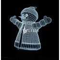 Snowman 3D Acrylic Lamp - Winter Holiday Laser Cut Vector