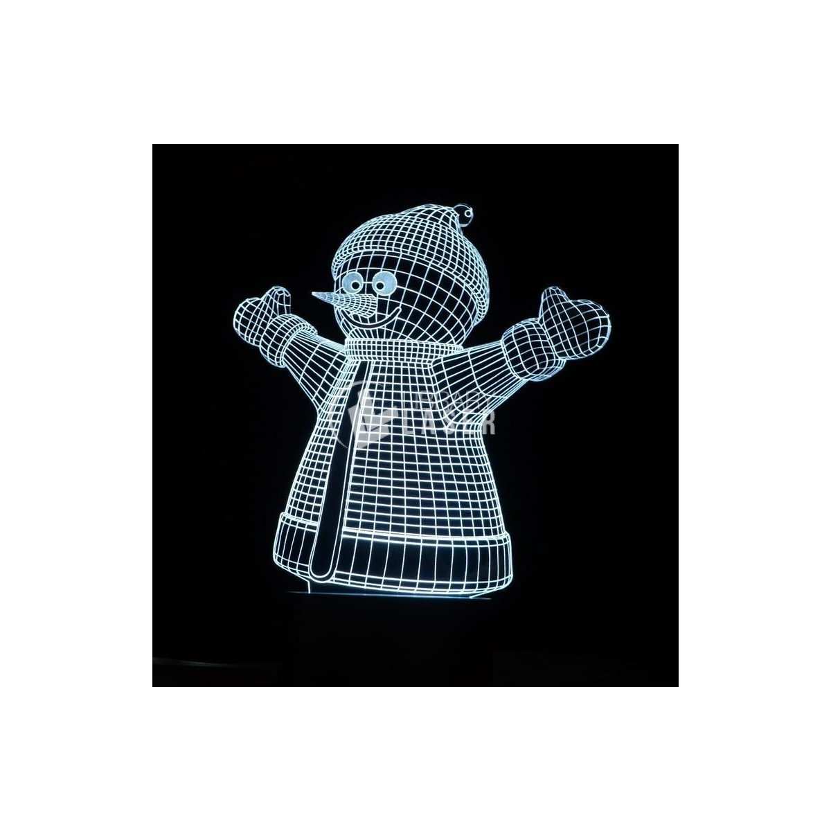 Lámpara 3D acrílico muñeco de nieve decoración corte láser