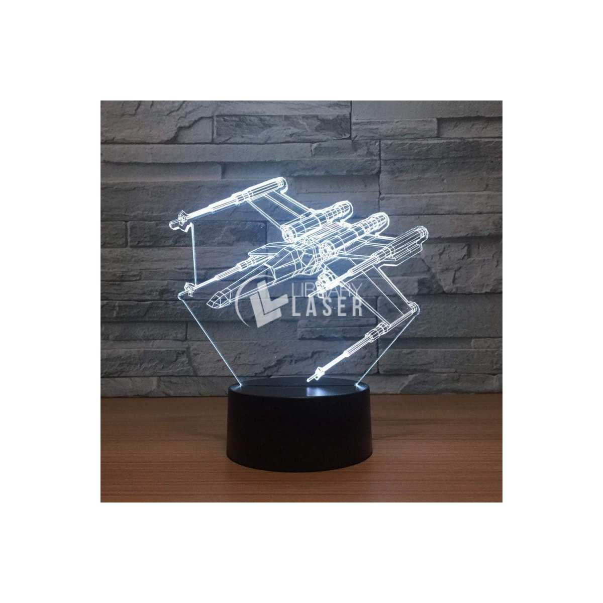 Lámpara ilusión 3D Star Wars X-Wing acrílico corte láser