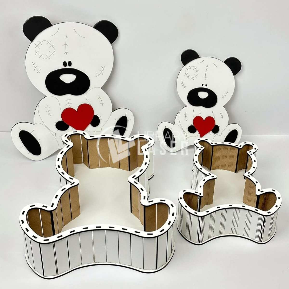 Caja de regalo oso de peluche archivo corte láser