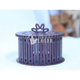 Caja de regalo redonda decorativa madera archivo láser