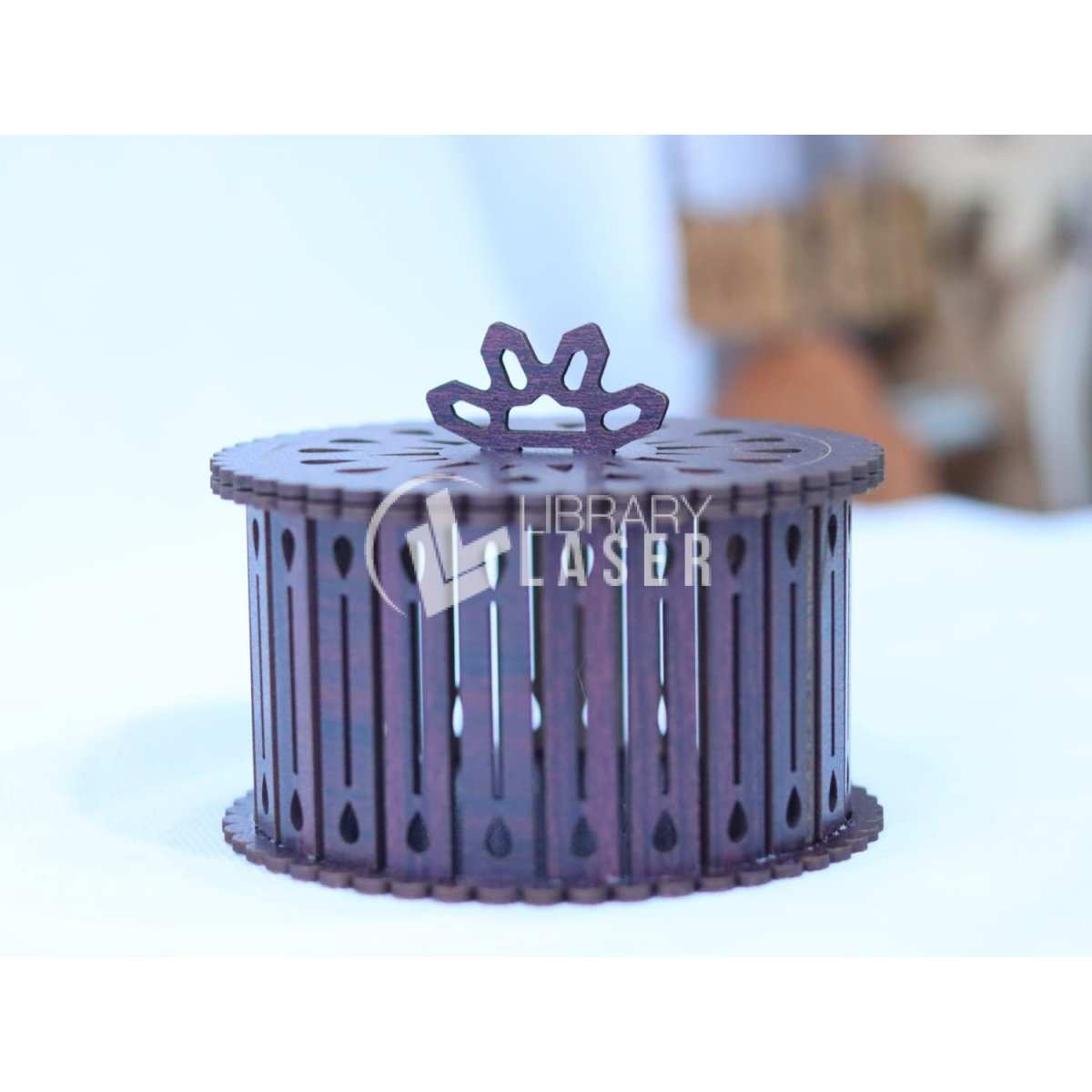 Round Decorative Gift Box - Wood Plywood Laser Cut Template