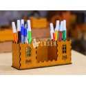 Desk Organizer Pen Holder - Office Storage Laser Cut Vector