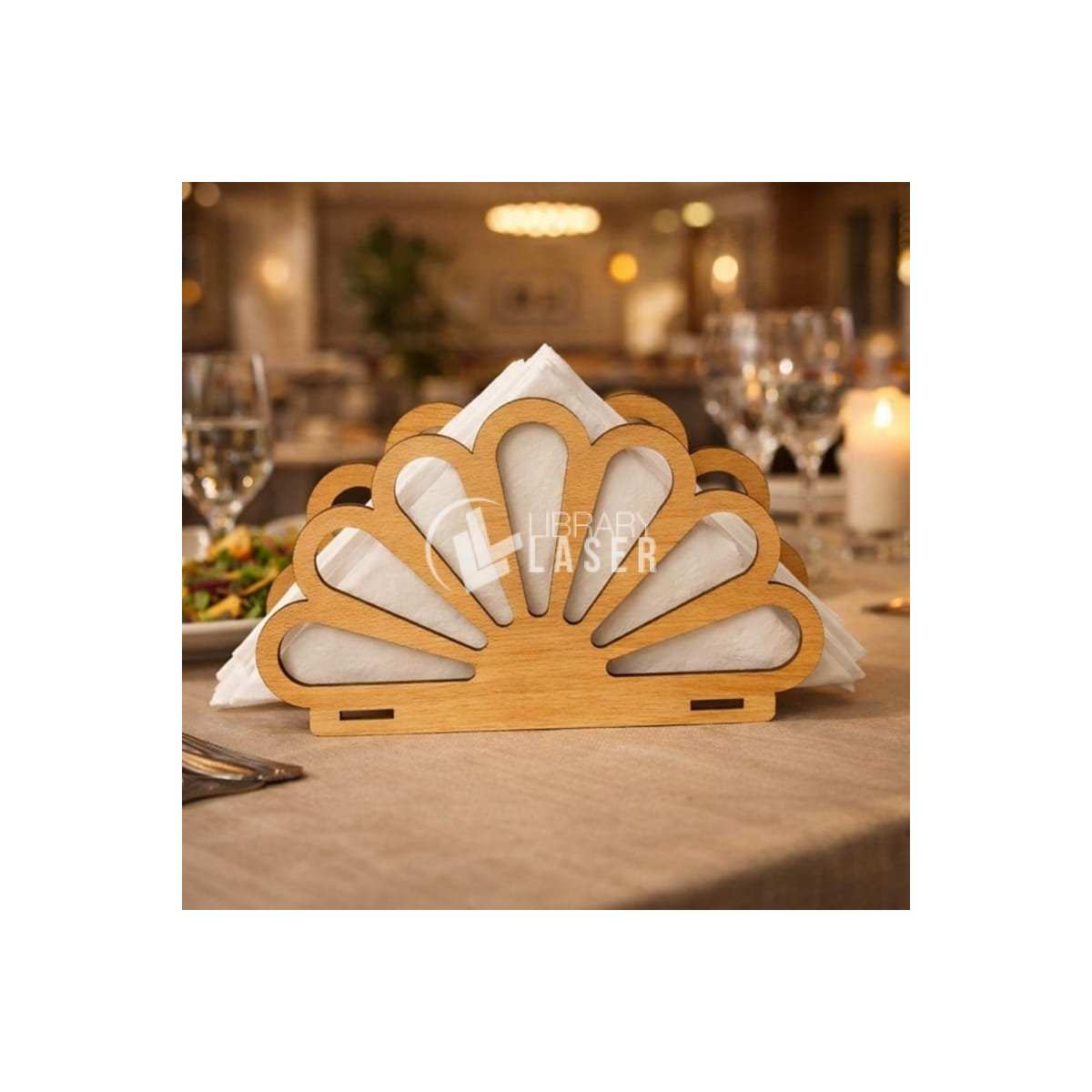 Elegant Flower Napkin Holder - Floral Kitchen Laser Cut Design