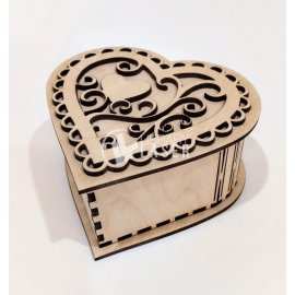 Caja de madera corazón con tapa regalo archivo corte láser