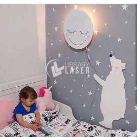 Polar Bear Wall Decor Cute Moon For Baby Nursery Decor Nursery Wall Art Kids Room Decor
