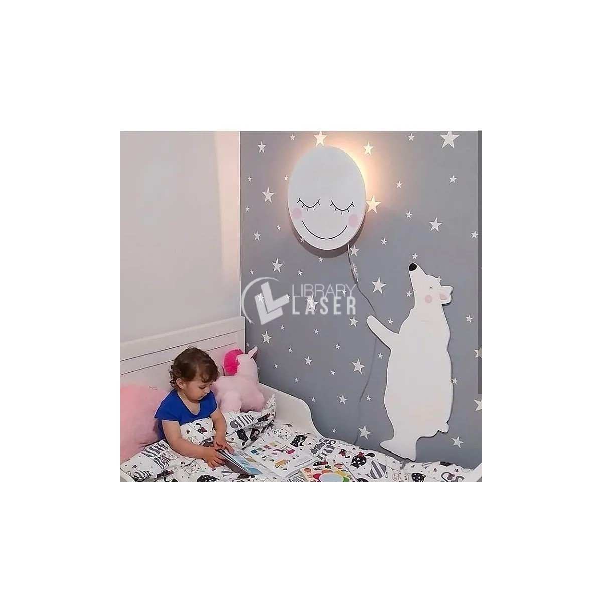 Decoración de Pared Oso Polar Luna Lindo Guardería
