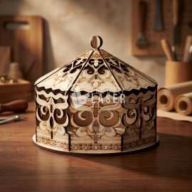 Decorative wooden basket with lid laser cut file