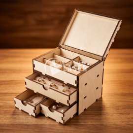 6mm plywood storage box with drawers 15x20x15 laser cut plan