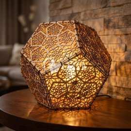 3D Dodecahedron Lamp Vector File - Laser Cut Geometric MDF Design