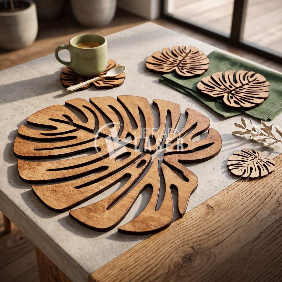 Plant leaf glass holder design
